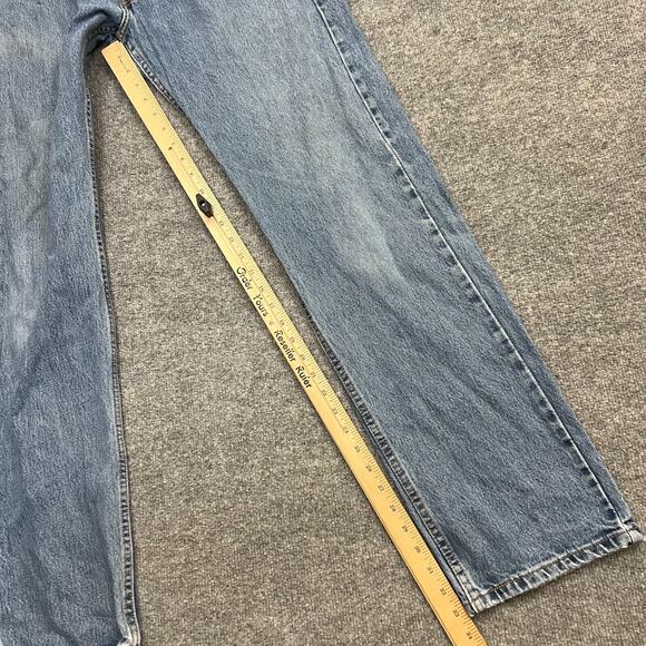 Levis 505 Jeans Mens 34x34 Blue Denim 5-Pocket Mid Rise Straight Leg Zip Fly - Picture 13 of 14